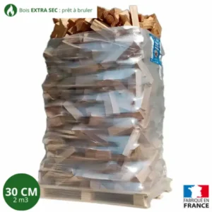 Bois de chauffage - 30 cm - ballot sur palette - 2 m3 - Extra Sec