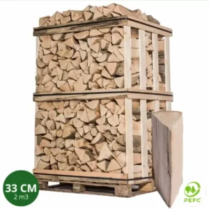 Bois de chauffage - 33 cm - rangé sur palette - 2 m3