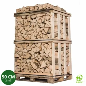 Bois de chauffage - 50 cm - rangé sur palette - 2 m3